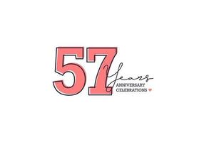 57 anni anniversario. anniversario modello design concetto con pesca colore e nero linea, design per evento, invito carta, saluto carta, striscione, manifesto, volantino, libro copertina e Stampa. vettore eps10