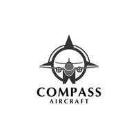 bussola Posizione aereo aereo per trasporto o viaggio icona logo design vettore