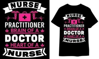 infermiera professionista cervello di un' medico cuore di un' infermiera. t camicia design vettore
