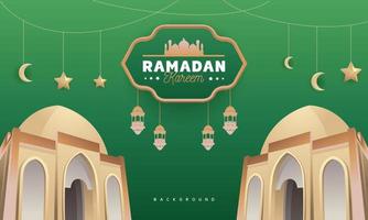 Ramadan kareem paesaggio bandiera design modello con moschea vettore illustrazione