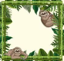 banner cornice vuota foglie tropicali con personaggio dei cartoni animati di bradipo vettore