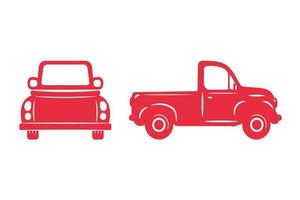 rosso, camioncino, silhouette, set vettore