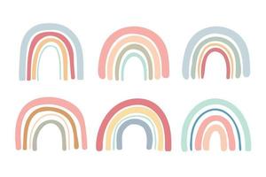 set ponte arcobaleno di colori pastello disegnato a mano vettore