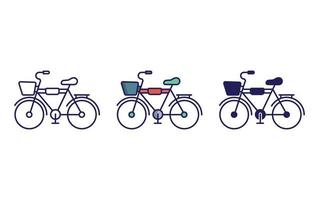 bicicletta linea e solido illustrazione icona vettore
