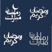 elegante bianca calligrafia e arancia design elementi vettore illustrazione per Ramadan kareem saluti.