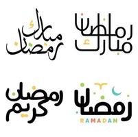 celebrare Ramadan kareem con nero Arabo calligrafia vettore illustrazione.