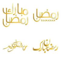 elegante d'oro calligrafia per Ramadan kareem saluto carte vettore illustrazione.