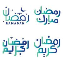 celebrare il santo mese di digiuno con pendenza verde e blu Ramadan kareem vettore illustrazione.