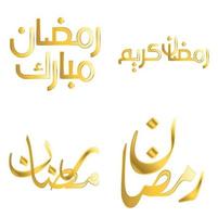 celebrare il mese di Ramadan con d'oro Ramadan kareem vettore illustrazione.