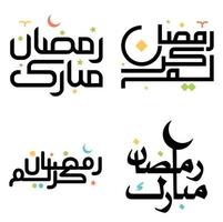 celebrare Ramadan kareem con nero Arabo calligrafia vettore illustrazione.