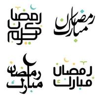 vettore nero Ramadan kareem saluto carta con elegante Arabo tipografia design.