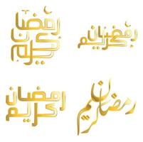 celebrare santo mese di digiuno con elegante d'oro Ramadan kareem vettore illustrazione.