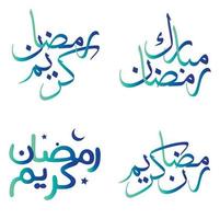 celebrare santo mese di digiuno con pendenza verde e blu Ramadan kareem vettore illustrazione.