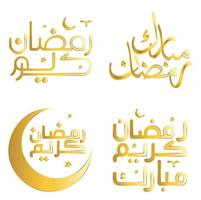 elegante d'oro calligrafia per Ramadan kareem saluto carte vettore illustrazione.