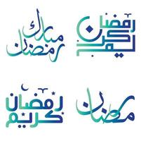Ramadan kareem auguri con pendenza verde e blu Arabo calligrafia vettore design.
