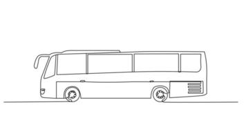 continuo linea arte o uno linea disegno autobus per vettore illustrazione, pubblico trasporto. autobus in viaggio concetto. grafico design moderno continuo linea disegno