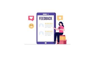 feedbackvalutazione di giudizi e persone esperienzalavorativa con clienti attraverso prestazione illustrazione vettore