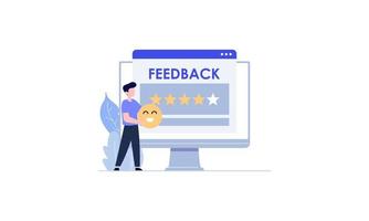 feedbackvalutazione di giudizi e persone esperienzalavorativa con clienti attraverso prestazione illustrazione vettore