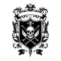 pirata cranio testa logo illustrazione è disegnato a mano con meticoloso Attenzione per dettaglio, cattura il iconico Immagine di il spavaldo pirata vettore