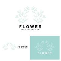 semplice botanico foglia e fiore logo, vettore naturale linea stile, decorazione disegno, striscione, volantino, nozze invito, e Prodotto il branding