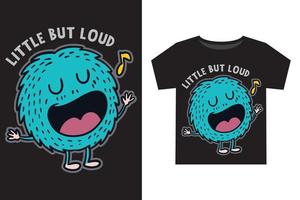 mano disegnato divertente poco mostro cantando cartone animato illustrazione per bambini t camicia design vettore