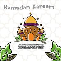 Ramadan kareem illustrazione moschea mano disegno gratuito vettore