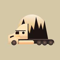 un' bianca camion con un' trailer con un' foresta su il indietro vettore
