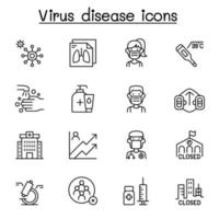 coronavirus, icona covid-19 impostata in stile linea sottile vettore