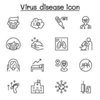 icona di malattia virale impostata in stile linea sottile vettore