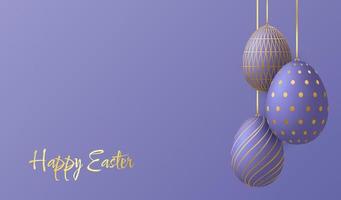 contento Pasqua saluto carta con 3d uova nel di moda colori molto peri. vettore