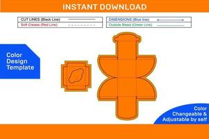 tazza torta scatola con inserire pieghevole regalo scatola Dieline modello e 3d scatola colore design modello vettore