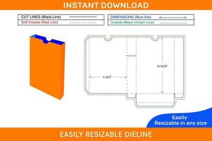 libro copertina scatola con superiore Tenere tacca 6.2 x1.5 X 9.25 pollice scatola Dieline modello scatola Dieline e 3d scatola vettore