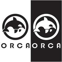 semplice orca balena animale illustrazione logo creativo disegno, uccisore balena, subacqueo animale. logo per attività commerciale, identità e branding, badge, conservazione, ecologia concetto, mare animale protezione, vettore