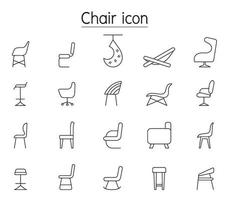 Icone della linea di sedia impostate nella vista laterale vettore