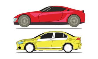 realistico rosso auto e giallo auto illustrazione vettore