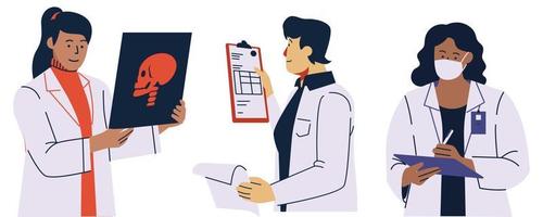 medico cartone animato maschio e femmina cartone animato personaggio vettore
