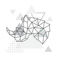 emblema geometrico di rinoceronte. illustrazione vettoriale del muso di rinoceronte in stile poligonale.
