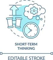 corto termine pensiero turchese concetto icona. adattabilità nemico nel umano risorse astratto idea magro linea illustrazione. isolato schema disegno. modificabile ictus vettore