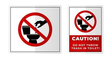 fare non gettare spazzatura nel gabinetto cartello etichetta simbolo icona vettore illustrazione