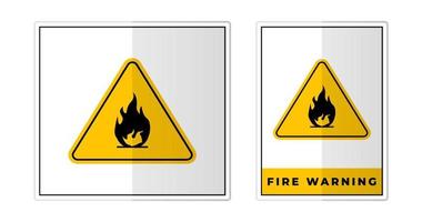 fuoco avvertimento cartello etichetta simbolo icona vettore illustrazione