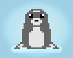 Pixel a 8 bit di leone marino. pixel animali per icone di gioco. illustrazione vettoriale schema punto croce