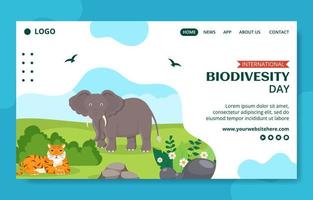 mondo biodiversità giorno sociale media atterraggio pagina piatto cartone animato mano disegnato modello illustrazione vettore