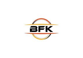 bfk lettera reali ellisse forma logo. bfk spazzola arte logo. bfk logo per un' azienda, attività commerciale, e commerciale uso. vettore