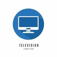 televisione icona nel piatto. logofor attività commerciale. azione vettore. vettore