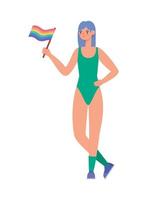donna Tenere un' LGBTQ bandiera vettore