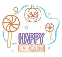Halloween lettering e caramelle vettore