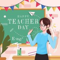 felice giornata dell'insegnante con la simpatica professoressa