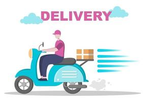 illustrazione piatta della consegna online per il monitoraggio degli ordini, il servizio di corriere, la spedizione delle merci, la logistica della città utilizzando un camion o una moto