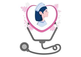 icone di apparecchiature mediche e sanitarie sotto forma di illustrazione del cuore pacchetto di ringraziamento a tutti gli assistenti medici per aver combattuto con il coronavirus e salvato molte vite vettore