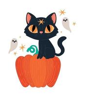 Halloween gatto e fantasmi vettore